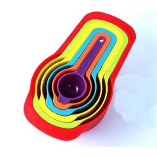 BUFFER® Pratik Ölçü Kaşığı Kabı 5li Şeker Baharat Sıvı Ölçer Aparat