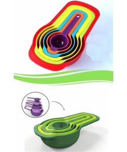 BUFFER® Pratik Ölçü Kaşığı Kabı 5li Şeker Baharat Sıvı Ölçer Aparat