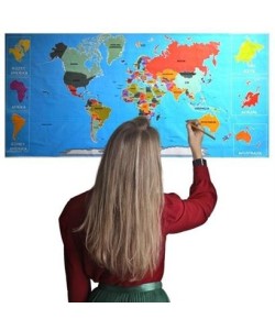 BUFFER® Renkli Atlas Dünya Haritası Manyetik Yapıştırıcı Gerektirmeyen Duvar Stickerı 118 CM * 56 CM
