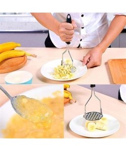 BUFFER® Renkli Plastik Saplı Paslanmaz Metal Patates Ezici Püre Yapıcı