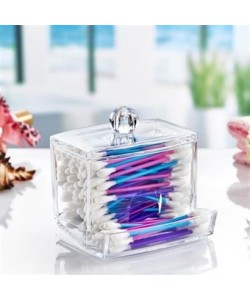 BUFFER® Şeffaf Kapaklı Kulak Temizleme Çubuğu Organizatörü Saklama Kutusu