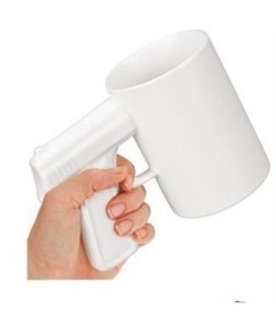 BUFFER® Silah Tabanca Kulplu Beyaz Renk Eğlenceli Kupa Bardak