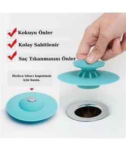 BUFFER® Silikon Malzeme Banyo Mutfak Gider Evye Lavabo İçine Çöp Tıpası Kaydırmaz Süzgeç Çeşitleri M