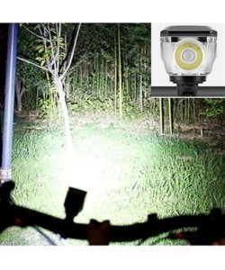 BUFFER® Solar Enerjili USB ile Şarj Edilebilir Ledli Bisiklet Feneri Kornalı ve Su Geçirmez Far