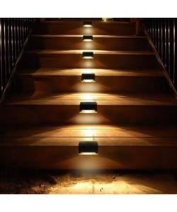 BUFFER® Solar Güneş Enerjili Şarj Edilen Köşebent Merdiven Veranda Bahçe Yolu Led Lamba Işık 4 Adet