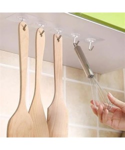 BUFFER® Süper Güçlü Yapışkanlı Suya Dayanıklı Şeffaf Askı 5li Set Yeniden Kullanılabilir Kancalar