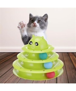 BUFFER® Tower Of Tracks Eğlenceli Üç Katlı Kedi Oyuncağı Seti Kedi Oyunu