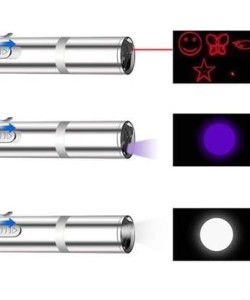 BUFFER® Usb İle Şarj Edilebilen 3In 1 Kırmızı Işık +Beyaz Led Meşale Işık + Uv El Feneri Kedi Lazeri
