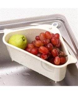 BUFFER® Vantuzlu Üçgen Sebze Meyve  Lavabo Raf Evye Süzgeç Sünger Tutucu Düzenleyici Mutfak Organize