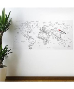 BUFFER® Yazılabilir Dünya Haritası Manyetik Duvar Stickerı 110 x 56 cm